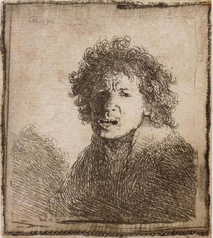 REMBRANDT Harmenszoon van Rijn Self-Portrait,Open-Mouthed,As if Shouting